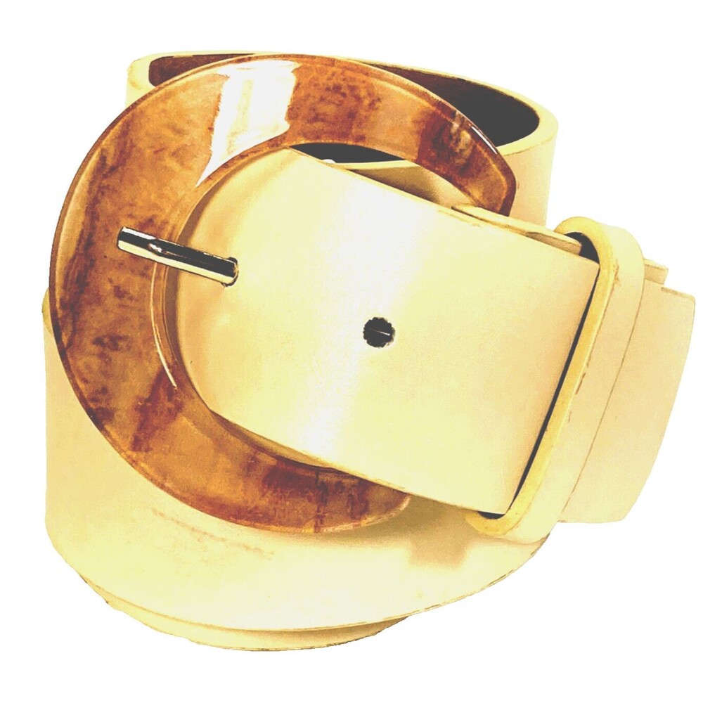 Tortoise Buckle Faux Leather Belt Marbled Tan Target M L fits 32"-38" Y2K Womens